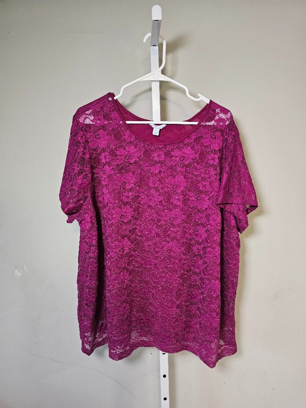 Boutique Blouse Fushia Lace Floral Boho Whimsigoth Grunge 3X